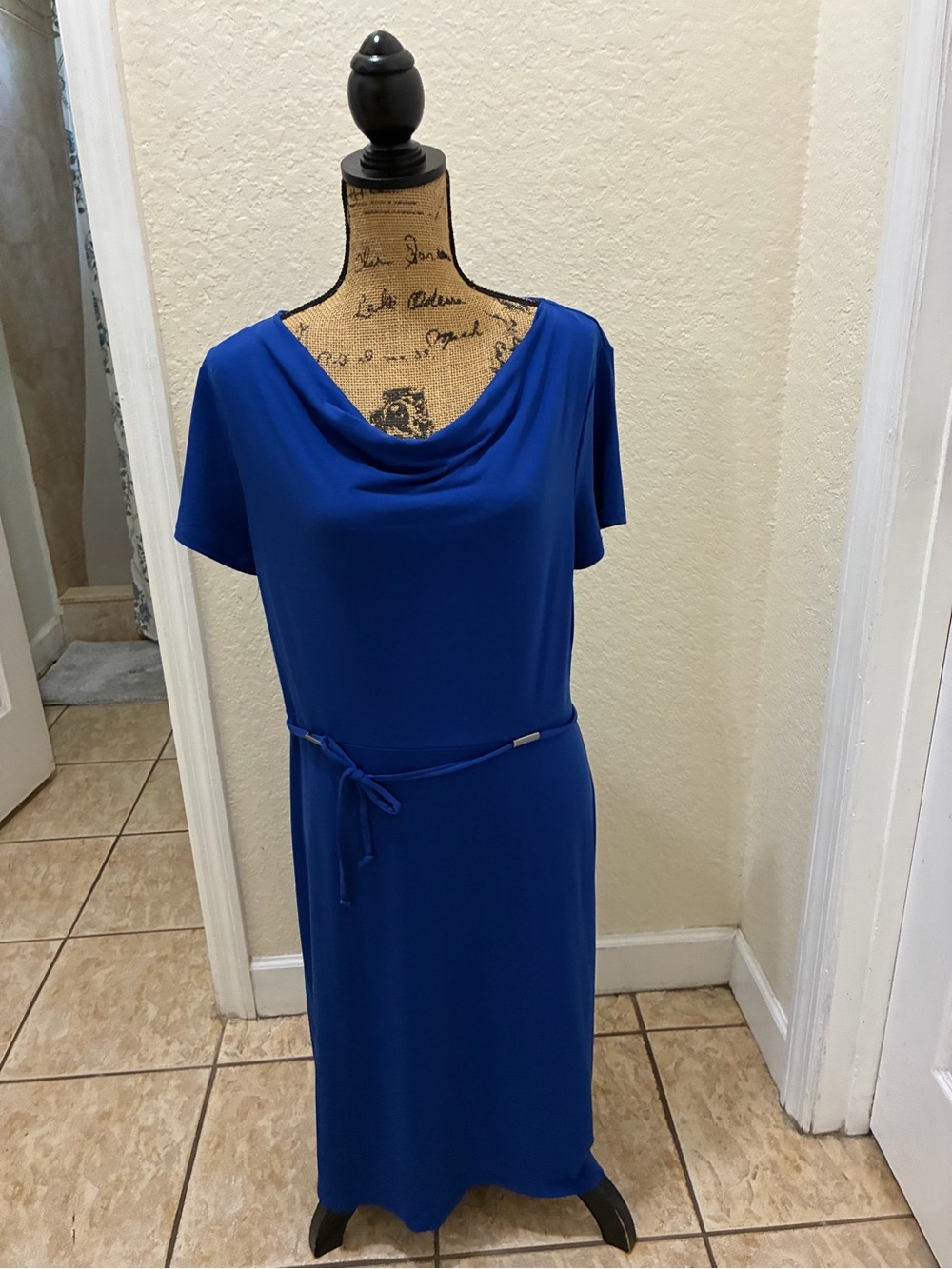 George Royal Blue Cowl Neck Midi Dress size L